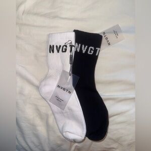 NVGTN Black and White Crew Athletic Socks